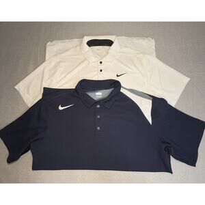 Nike Golf Shirts Mens Large Dri Fit Short Sleeve Polo - Lot of 2